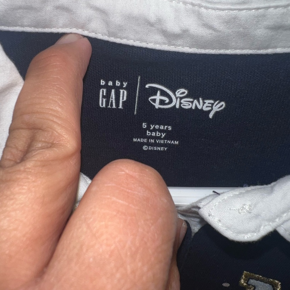 Disney Kids Navy Shirt with Polka Dots and Character Patch - Picture 5 of 7